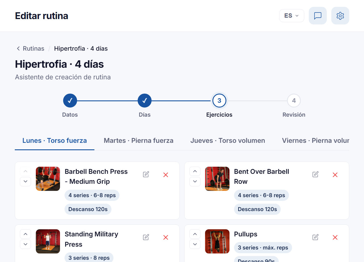 Rutinas de entrenamiento
