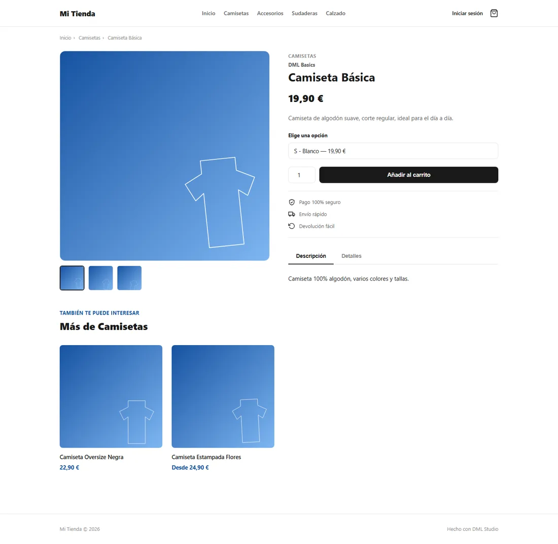 Ficha de producto de la tienda online